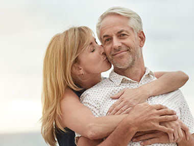 woman and man hugging